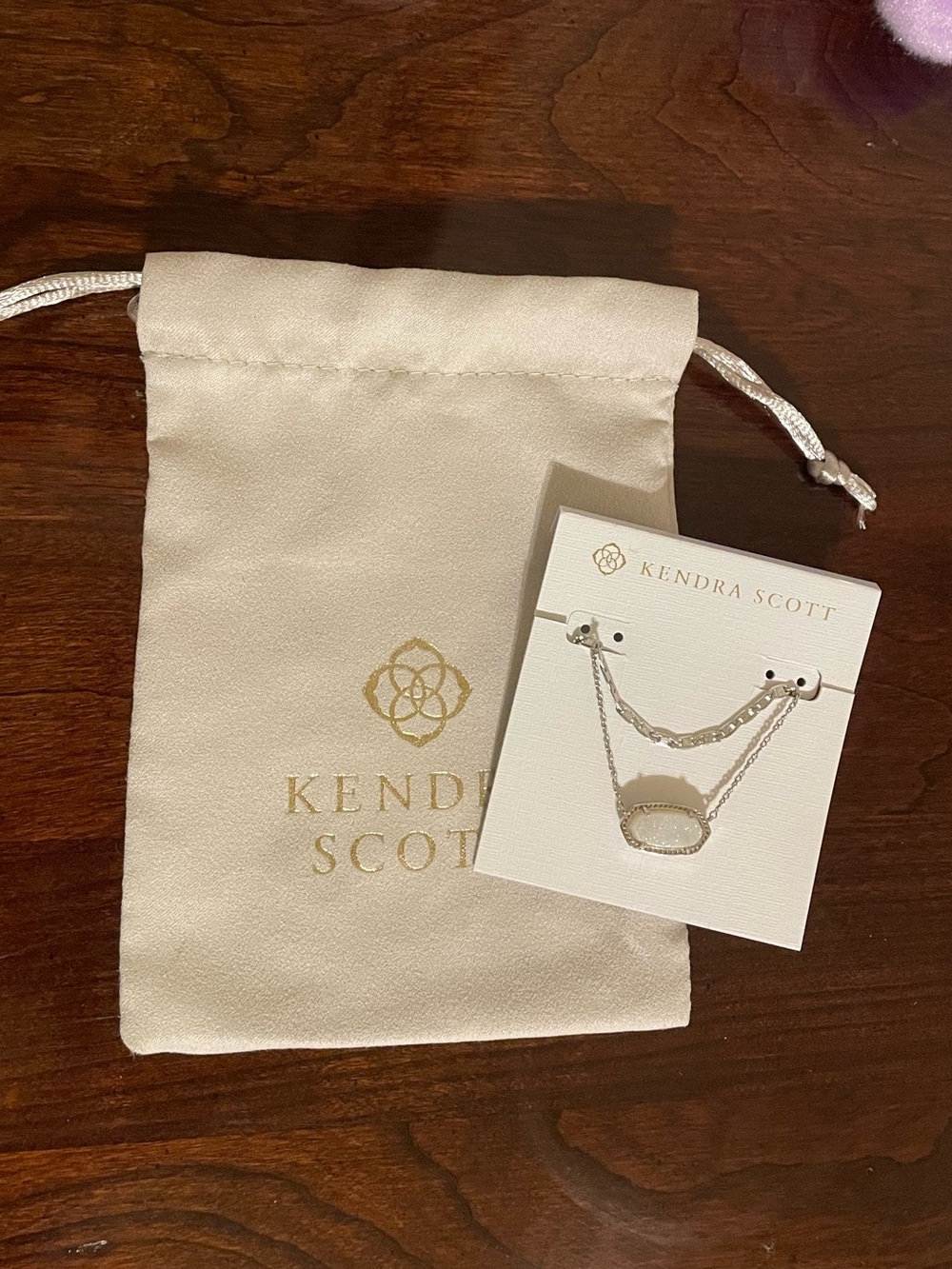 NWOT Kendra Scott Elisa Multi Strand Silver White Druzy Necklace